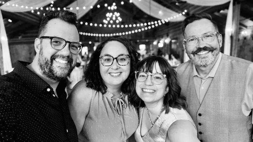 Trip and Erin Ochenski and Vic and Kimberly Gardner, the founders of New Journey Designs